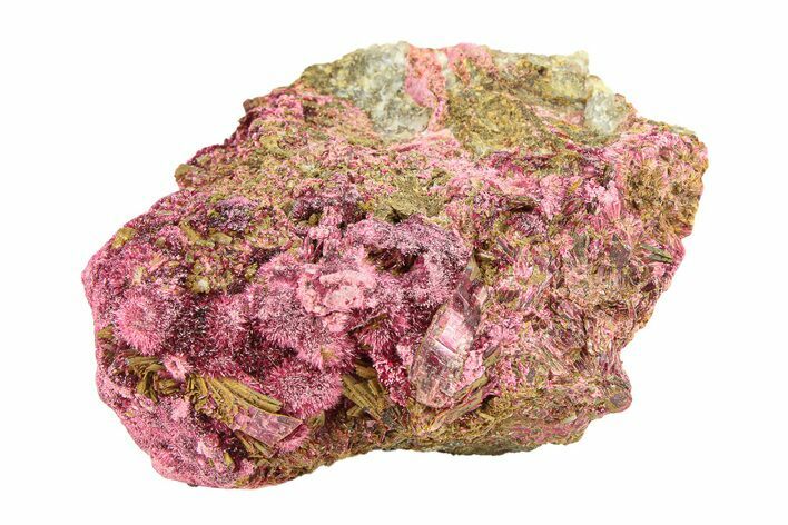 Fibrous, Magenta Erythrite over Calcite - Morocco #291152